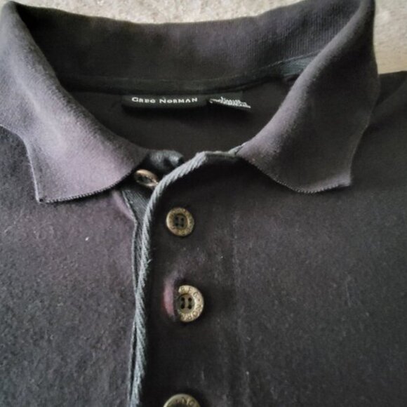 Vintage 90s Greg Norman Golf Shirt Black Polo Size Large VTG - Picture 3 of 8